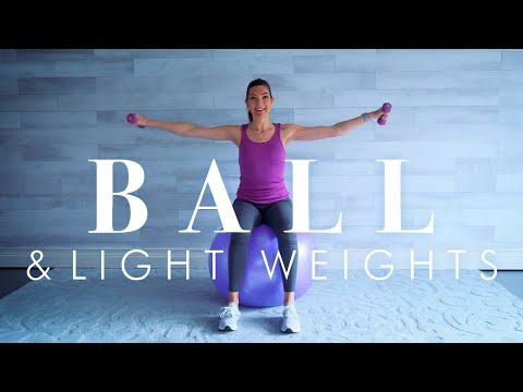 Stability Ball Exercises for Seniors & Beginners // Fun Workout with Dumbbells