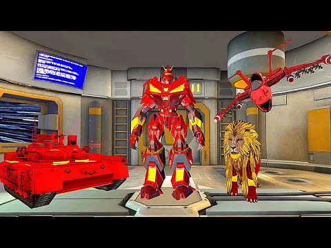 Multi Robot Transformation Game 2021: Lion Robot Jet Tank Transform - Android Gameplay