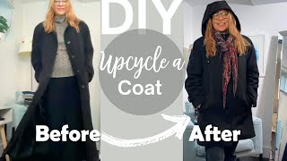 Coat Upcycle: How to Shorten a Coat and Add a Hood!