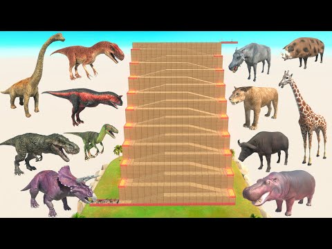 Animals vs Dinosaurs Zigzag Climb - Animal Revolt Battle Simulator