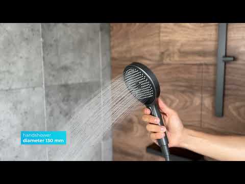 kielle Oudee - Douchekop 130, 3 stralen,  EcoSpare, gun metal/zwart 20402013E