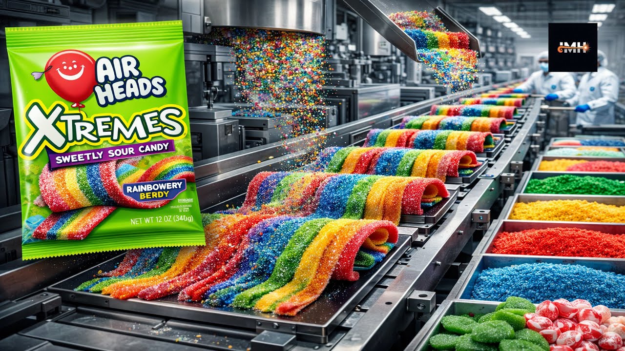 Inside the Airheads Xtremes Candy Factory Gummies and Sprinkles Production