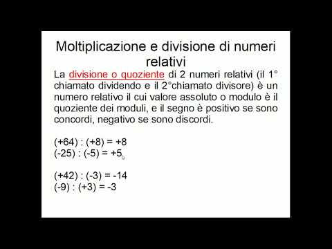 Moltiplicazione e Divisione tra numeri relativi