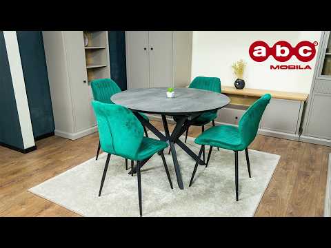 Set Masă Living Extensibilă Dobok Gri cu 4 Scaune KJC0357 Negre 1