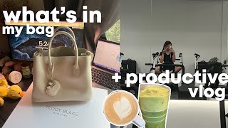 what’s in my bag + PRODUCTIVE vlog 🤍 | working, pilates, waiting for uni