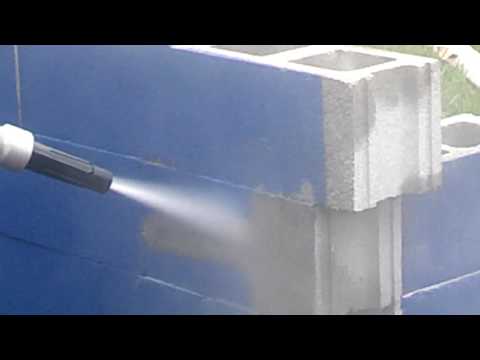 Paint removal demonstration with wet blaster