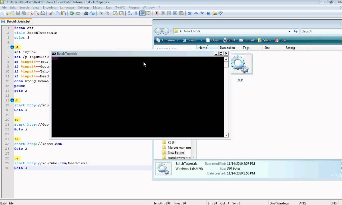 BATCH TUTORIAL 1: making your first DOS Program