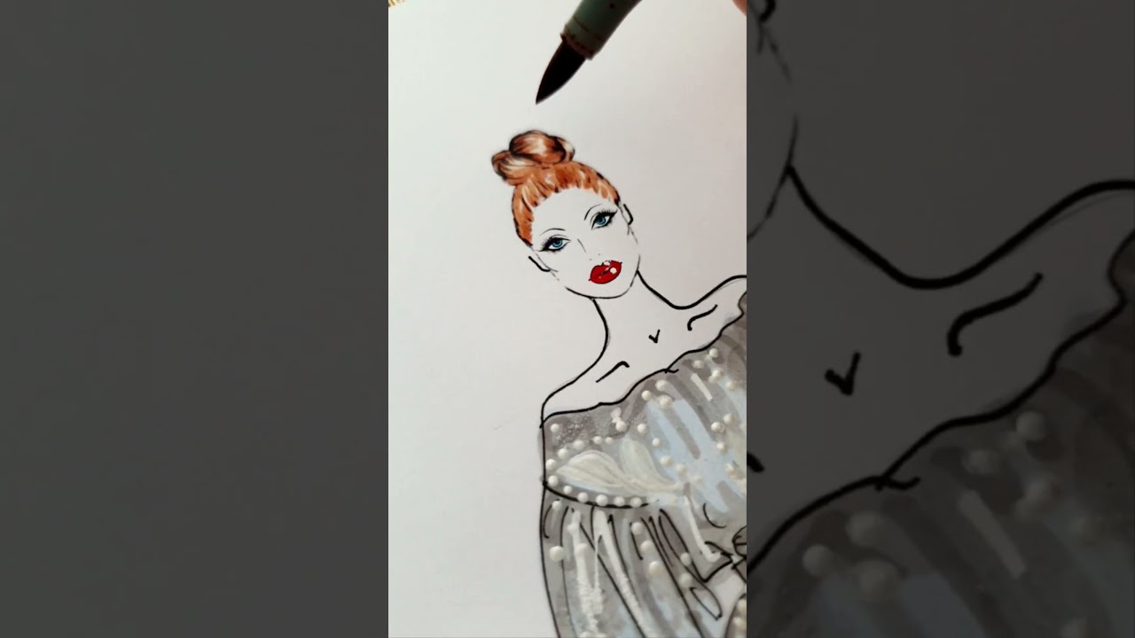 How to draw hair in a bun easy #drawinghair #fashionillustration #hair #rendering