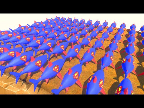 ALL SUPERMAN MUTANT MEGALODON DEATH FALL - Animal Revolt Battle Simulator