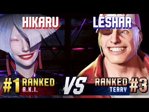 SF6 ▰ HIKARU (#1 Ranked A.K.I.) vs LESHAR (#3 Ranked Terry) ▰ High Level Gameplay