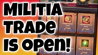 DRAGON CRYSTALS? PURCHASE ONLY? BIDDING ON MILITIA TRADE ITEMS! [AFK ARENA]