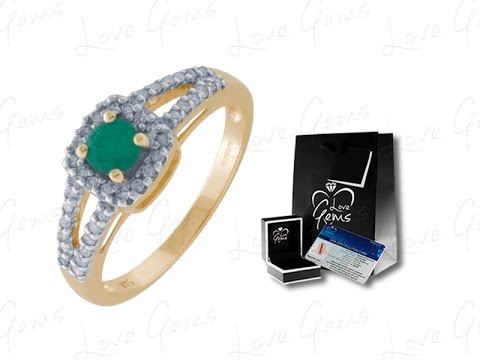 9ct Gold  Emerald &  Diamond Ring