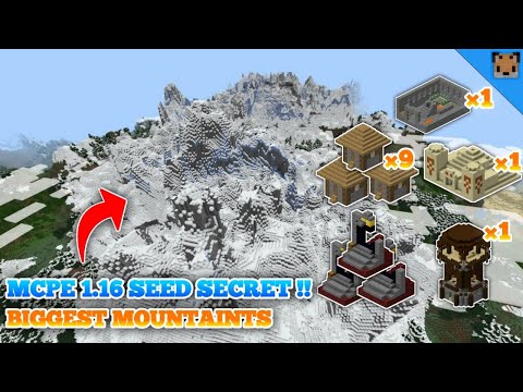 minecraft pe 1.16 seed secret - seed found biggest mountain with city village & pillage, portal !!