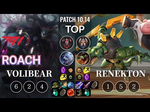 T1 Roach Volibear vs Renekton Top - KR Patch 10.14