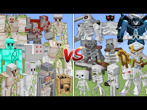 ALL MUTANT IRON GOLEMS vs ALL MUTANT SKELETON ALLIANCE MOBS BATTLE IN MINECRAFT