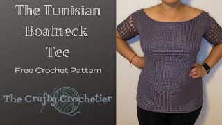 The Tunisian Boat Neck Tee // Free Crochet Pattern // DIY Tunisian Crochet