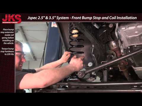 JKS Jspec Suspension Install - JK Front Bump Stop and Coil Spring Installation