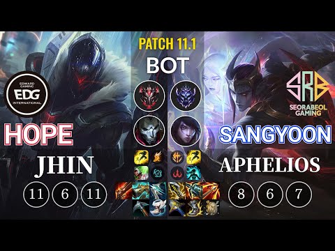 EDG Hope Jhin vs SRB Sangyoon Aphelios Bot - KR Patch 11.1