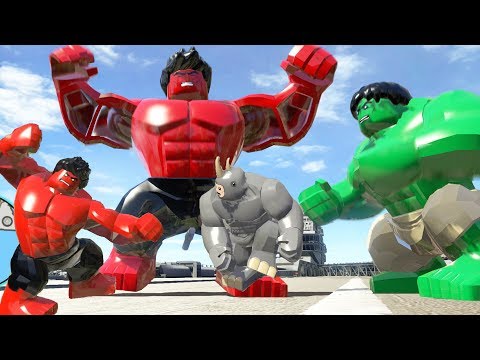 Hulk(Transformation) Vs Rhino Vs Red Hulk - Lego Marvel Super Heroes Game