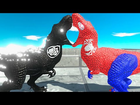 SPIDER-MAN VS BLACK PANTHER T-REX DEATH RUN - Animal Revolt Battle Simulator