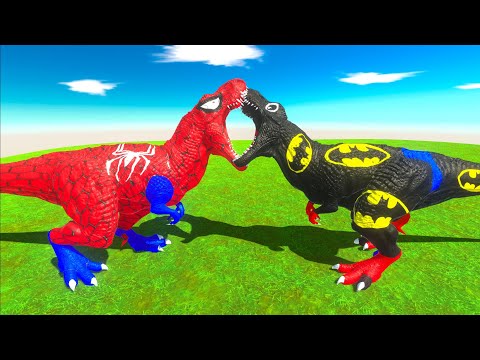 SPIDERMAN T-REX DC MARVEL DEATH RUN HUNTING BATMAN T-REX - JURASSIC WORLD EVOLUTION
