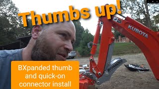 BXpanded Thumb and Quick-On backhoe attachment install.