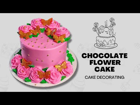 Customer Favorite Pink Frosting Cake Decoration with Flowers