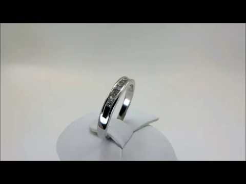 18ct White Gold 0.25 Princess Cut Diamond Half Eternity Wedding Ring