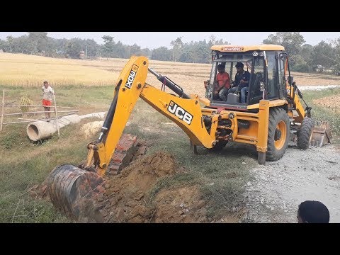 JCB Backhoe Breaking Old Bridge Slab and Working For New Bridge Construction - JCB Video