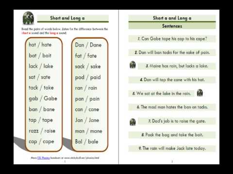 ESL Phonics Lessons: Short and Long a - Stickyball ESL Lessons