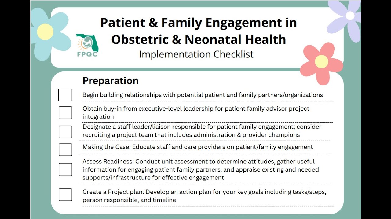 Patient & Family Engagement Implementation Checklist