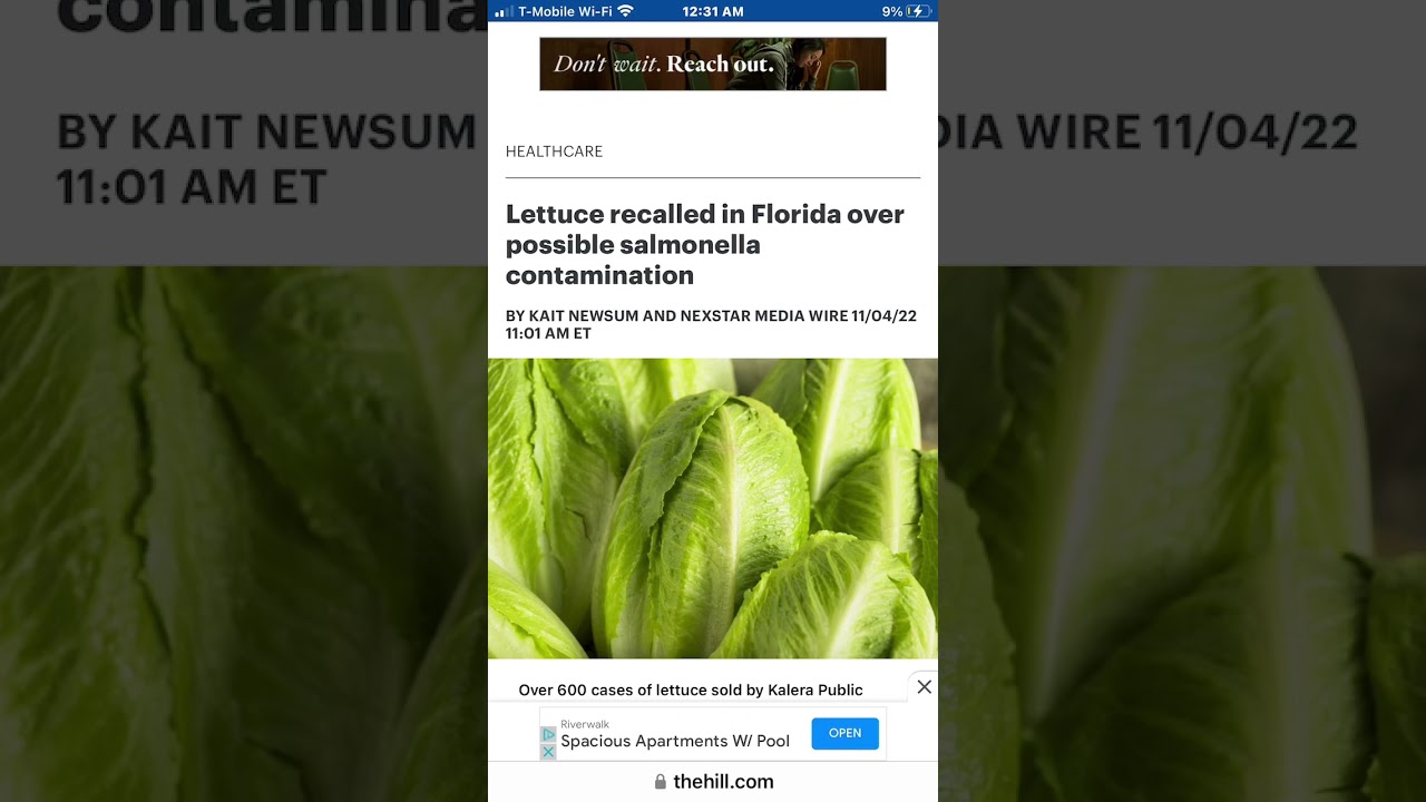 Lettuce recall in Florida Potential Salmonella  Contamination ￼￼