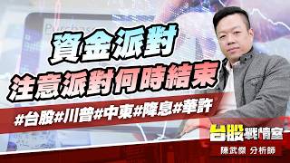 資金派對、注意派對何時結束#台股#川普#中東#降息#華許｜小武哥投資事務所｜陳武傑 (圖)