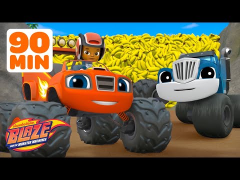 Baby Monster Machines SMASH Bananas & More Food Rescues & Races! 🍌 | Blaze and the Monster Machines