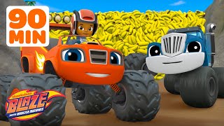 Download lagu Baby Monster Machines SMASH Bananas & More Food Rescues & Races! 🍌 | Blaze and the Monster Machines mp3