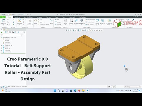Creo Parametric 9.0 Tutorial - Belt Support Roller - Assembly Part Design