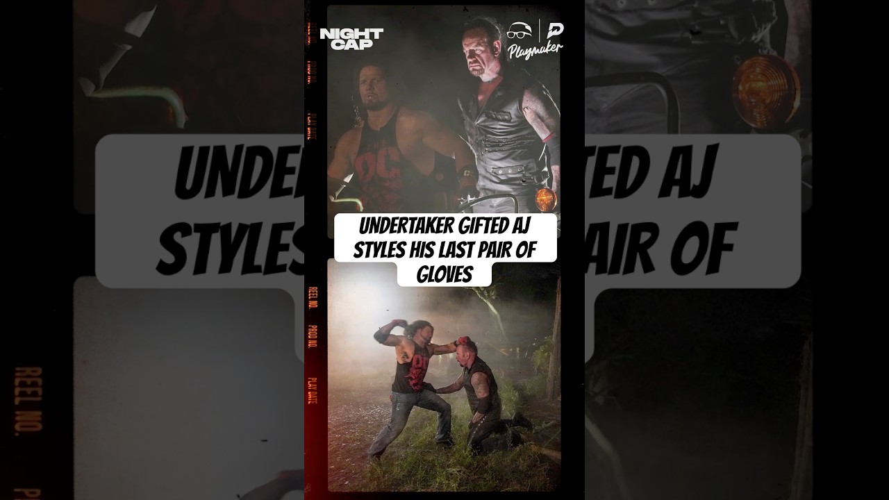 The Undertaker gifted AJ Styles his gloves from his final match in the #WWE #Nightcap