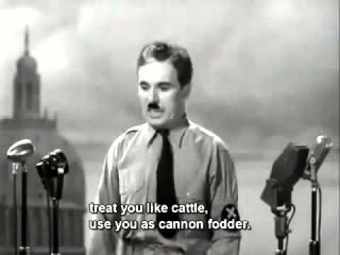 'The Great Dictator' speech delivered by Charlie Chaplin  English Subtitles 360p