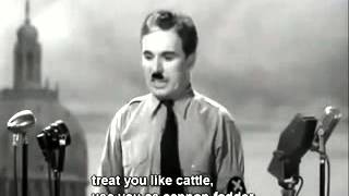 'The Great Dictator' speech delivered by Charlie Chaplin  English Subtitles 360p