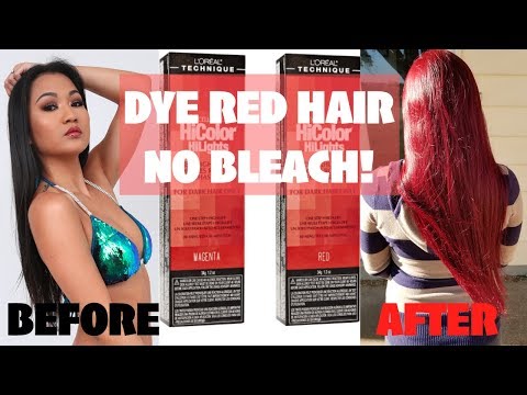 HOW TO DYE BLACK TO BRIGHT RED HAIR WITHOUT BLEACH!!