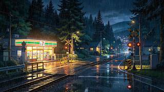 Rainy Railway Tracks in Japan 🌧️ | Calm 90's Lofi Ambience for Quiet Nights