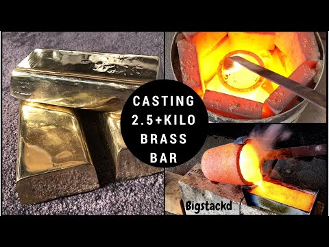 BRASS CASTING 2.5+ KILO GOLD BAR FROM SCRAP - 100% PURE BRASS