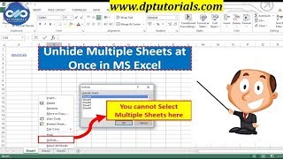 Excel Tricks : How To Unhide Multiple Sheets In Excel Quickly || MS Excel ||  dptutorials