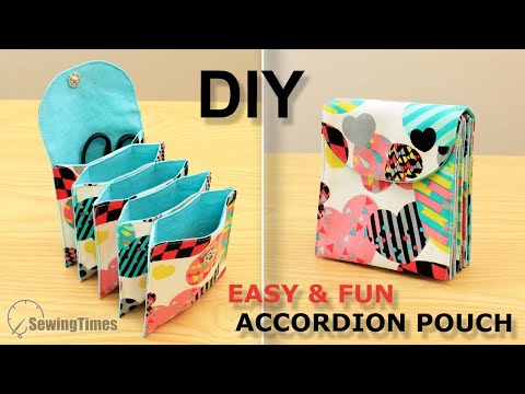 DIY Easy & Fun Accordion Pouch | 5 Pockets Pouch Bag Sewing Tutorial [sewingtimes]