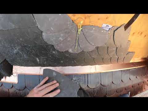 Schuppendeckung an Hechtgaube - Teil 5 - Blume aus Schiefer - Schieferdecker Sachsen