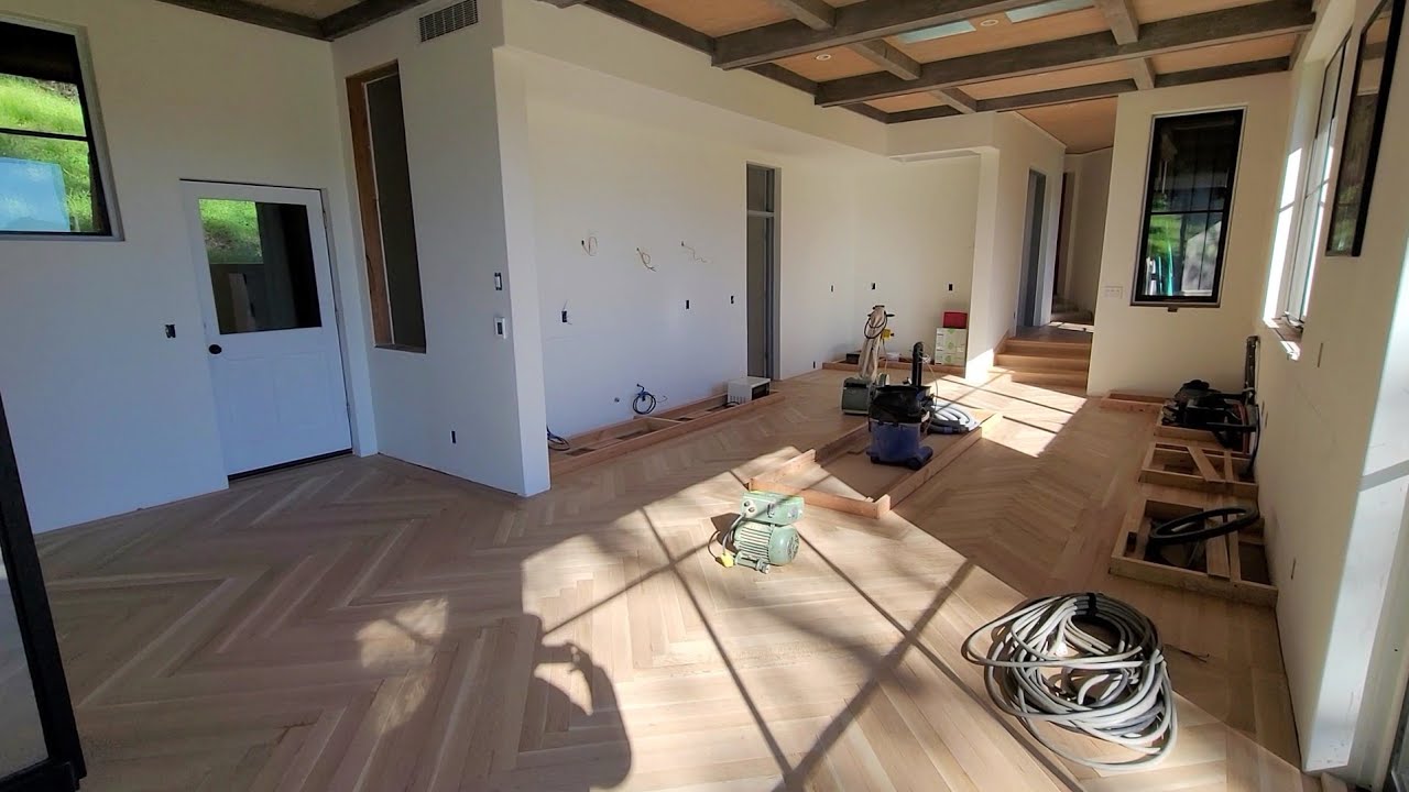 Herringbone white oak flooring