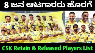 Chennai Super Kings Retain & Released Players List For IPL 2023 | Csk Released Players List Kannada