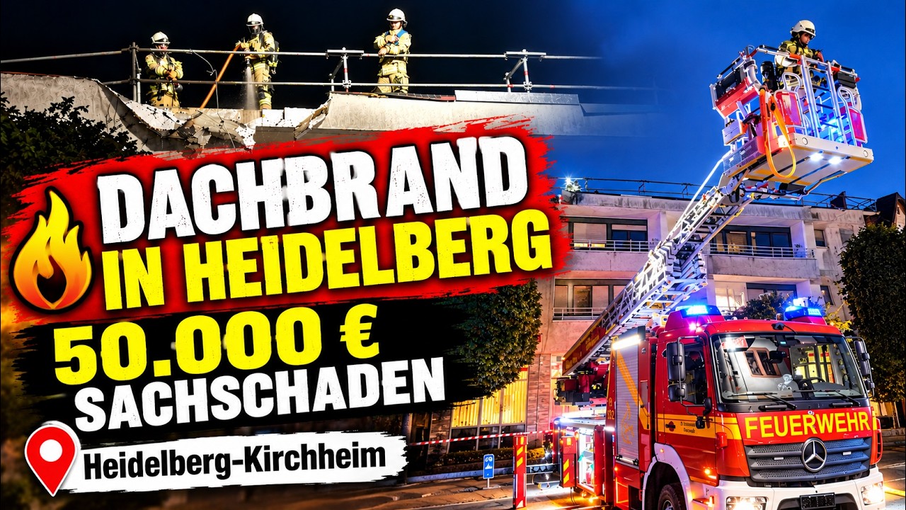 Flammen auf dem Hausdach in Heidelberg-Kirchheim – 50.000 Euro Schaden!