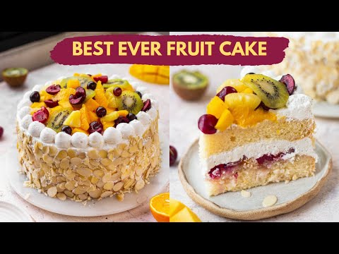 Fresh Fruit Cake Eggless Recipe | Bakery Style No Egg Fruit Cake At Home | Father's Day Recipe