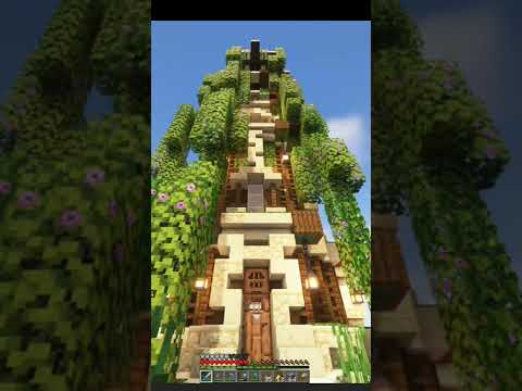 Overgrown wizard tower took me all day to build it! Minecraft#shorts